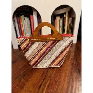 Far Nine Womens Vintage Woven Beaded Bag Sequins Y2K Beach Vacation Coconut Girl